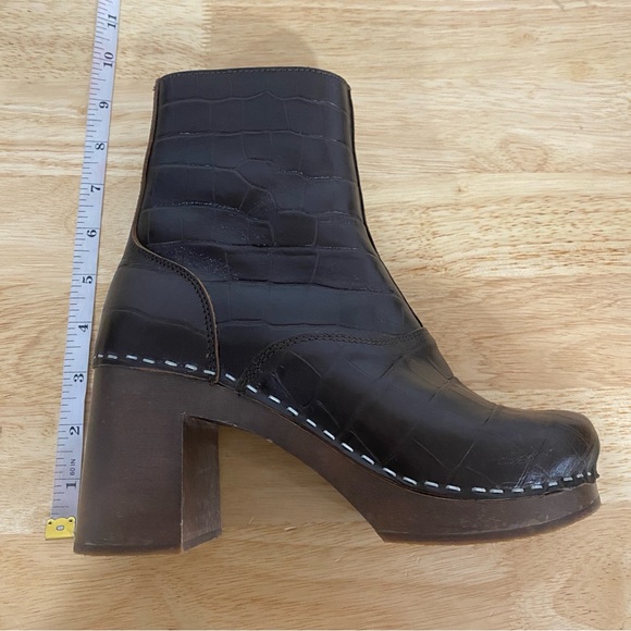 Swedish Hasbeen 60s Boot Clog Ankle Bootie 36 Dark Brown Croc Leather - Picture 11 of 12